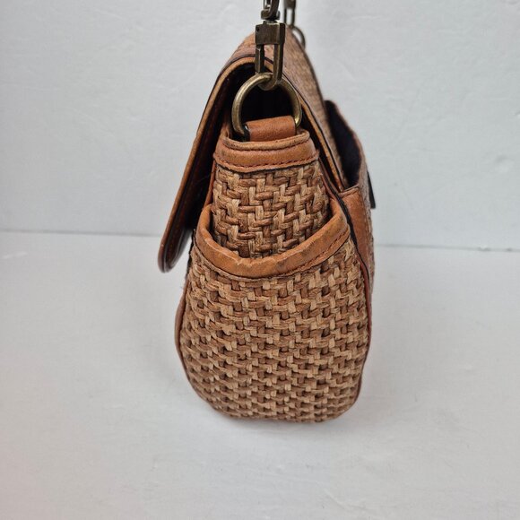 Brooks Brothers Natural Straw Weave with Leather Trim Crossbody - Picture 5 of 16